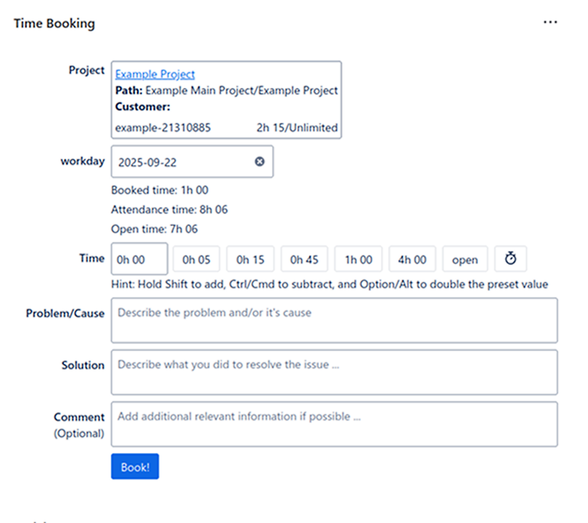 projectfacts time booking in Jira